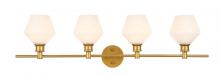 Elegant LD2321BR - Gene 4 Light Brass and Frosted White Glass Wall Sconce