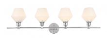Elegant LD2321C - Gene 4 Light Chrome and Frosted White Glass Wall Sconce