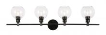 Elegant LD2322BK - Collier 4 Light Black and Clear Glass Wall Sconce