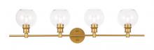 Elegant LD2322BR - Collier 4 Light Brass and Clear Glass Wall Sconce
