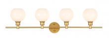 Elegant LD2323BR - Collier 4 Light Brass and Frosted White Glass Wall Sconce