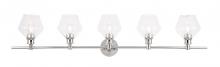 Elegant LD2324C - Gene 5 Light Chrome and Clear Glass Wall Sconce