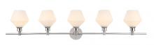 Elegant LD2325C - Gene 5 Light Chrome and Frosted White Glass Wall Sconce