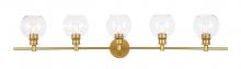 Elegant LD2326BR - Collier 5 Light Brass and Clear Glass Wall Sconce