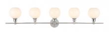 Elegant LD2327C - Collier 5 Light Chrome and Frosted White Glass Wall Sconce