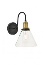 Elegant LD4017W7BRB - Histoire 1 Light Brass and Black Wall Sconce