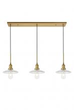 Elegant LD4040D41BR - Waltz 3 Light Brass Pendant