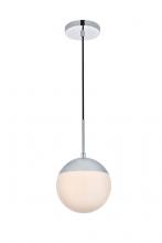 Elegant LD6028C - Eclipse 1 Light Chrome Pendant with Frosted White Glass