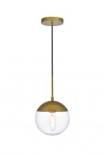 Elegant LD6031BR - Eclipse 1 Light Brass Pendant with Clear Glass