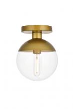 Elegant LD6055BR - Eclipse 1 Light Brass Flush Mount with Clear Glass