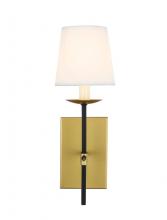 Elegant LD6102W4BRBK - Eclipse 1 Light Brass and Black and White Shade Wall Sconce