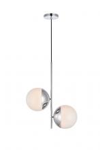 Elegant LD6118C - Eclipse 2 Lights Chrome Pendant with Frosted White Glass