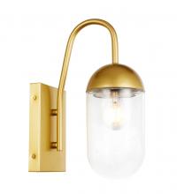 Elegant LD6172BR - Kace 1 light Brass and Clear glass wall sconce