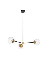 Elegant LD646D32BRK - Briggs 32 Inch Pendant in Black and Brass with Clear Shade
