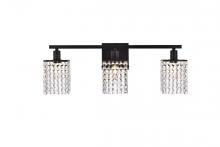 Elegant LD7010BK - Phineas 3 Lights Bath Sconce in Black with Clear Crystals