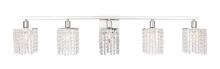 Elegant LD7015C - Phineas 5 Light Chrome and Clear Crystals Wall Sconce