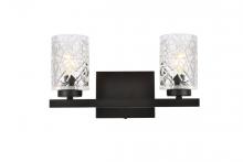 Elegant LD7026W14BK - Cassie 2 Lights Bath Sconce in Black with Clear Shade
