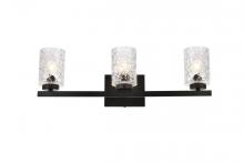 Elegant LD7027W24BK - Cassie 3 Lights Bath Sconce in Black with Clear Shade
