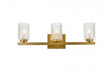 Elegant LD7027W24BR - Cassie 3 Lights Bath Sconce in Brass with Clear Shade