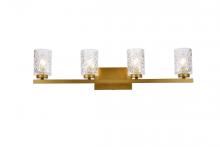 Elegant LD7028W32BR - Cassie 4 Lights Bath Sconce in Brass with Clear Shade