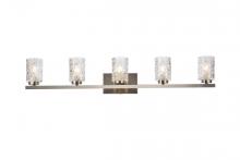 Elegant LD7029W41SN - Cassie 5 Lights Bath Sconce in Satin Nickel with Clear Shade