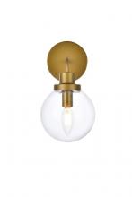 Elegant LD7031W8BR - Hanson 1 Light Bath Sconce in Brass with Clear Shade
