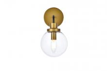 Elegant LD7031W8BRB - Hanson 1 Light Bath Sconce in Black with Brass with Clear Shade