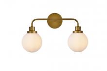 Elegant LD7032W19BR - Hanson 2 Lights Bath Sconce in Brass with Frosted Shade