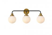Elegant LD7034W28BRB - Hanson 3 Lights Bath Sconce in Black with Brass with Frosted Shade