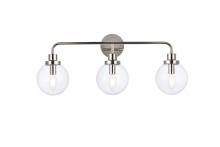 Elegant LD7035W28PN - Hanson 3 Lights Bath Sconce in Polished Nickel with Clear Shade