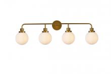 Elegant LD7036W38BR - Hanson 4 Lights Bath Sconce in Brass with Frosted Shade