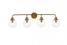 Elegant LD7037W38BR - Hanson 4 Lights Bath Sconce in Brass with Clear Shade