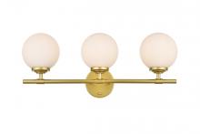 Elegant LD7301W24BRA - Ansley 3 Light Brass and Frosted White Bath Sconce
