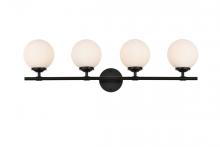Elegant LD7301W33BLK - Ansley 4 Light Black and Frosted White Bath Sconce