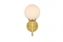 Elegant LD7301W6BRA - Ansley 1 Light Brass and Frosted White Bath Sconce