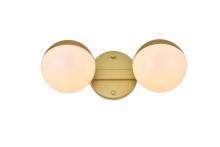 Elegant LD7305W13BRA - Majesty 2 Light Brass and Frosted White Bath Sconce