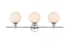 Elegant LD7317W28CH - Cordelia 3 Light Chrome and Frosted White Bath Sconce