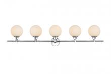 Elegant LD7317W47CH - Cordelia 5 Light Chrome and Frosted White Bath Sconce