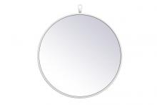 Elegant MR4718WH - Metal Frame Round Mirror with Decorative Hook 18 Inch in White