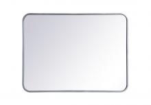 Elegant MR802432S - Soft Corner Metal Rectangular Mirror 24x32 Inch in Silver