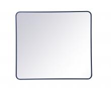 Elegant MR803640BL - Soft Corner Metal Rectangular Mirror 36x40 Inch in Blue