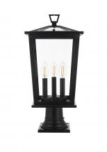 Elegant OD332P21BK - Outdoor Pole Light L9.5" W9.5" H20.5" L3 Black