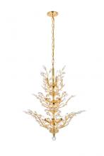Elegant V2011D27G/RC - Orchid 13 Light Gold Chandelier Clear Royal Cut Crystal