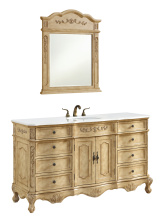 Elegant VF101S60AB-VW - 60 inch Single Bathroom vanity In Antique Beige with ivory white engineered marble