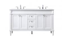 Elegant VF31860DWH - 60 inch double bathroom vanity in white