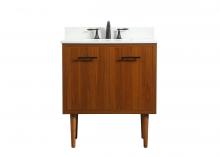 Elegant VF48030MTK-BS - 30 Inch Single Bathroom Vanity in Teak with Backsplash