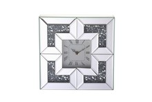 Elegant MR9207 - 10 inch Square Crystal Wall Clock Silver Royal Cut Crystal