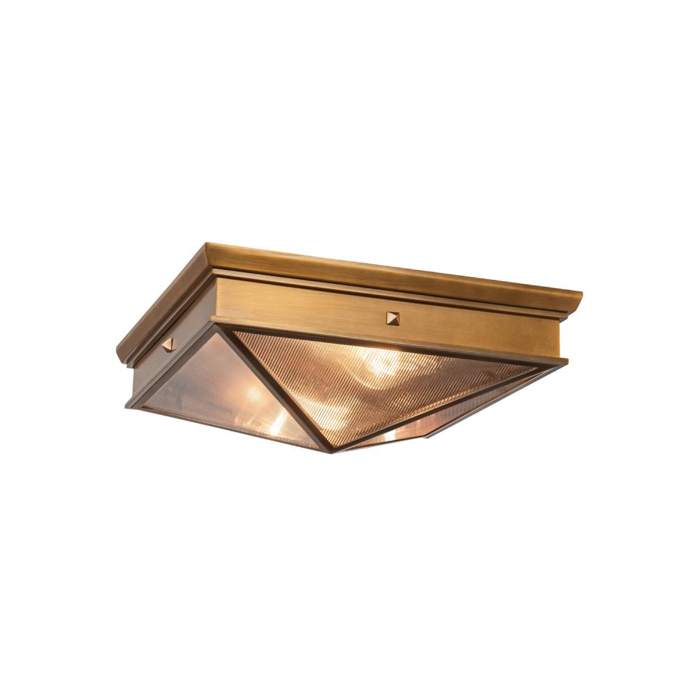 Cairo 15-in Ribbed Glass/Vintage Brass 2 Lights Flush Mount