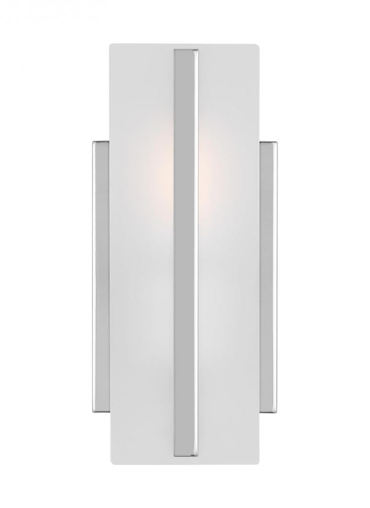 Dex contemporary 1-light indoor dimmable bath vanity wall sconce in chrome finish with satin etched