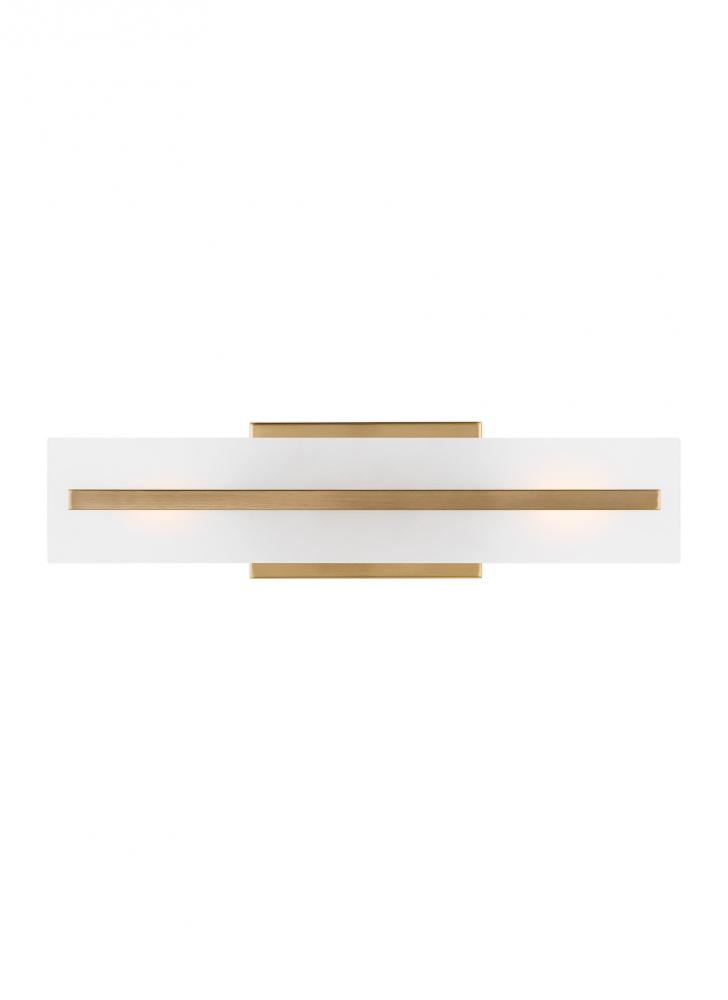 Dex contemporary 2-light indoor dimmable small bath vanity wall sconce in satin brass gold finish wi